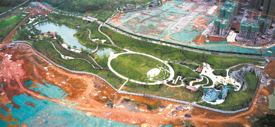 航拍牧马山生态公园.